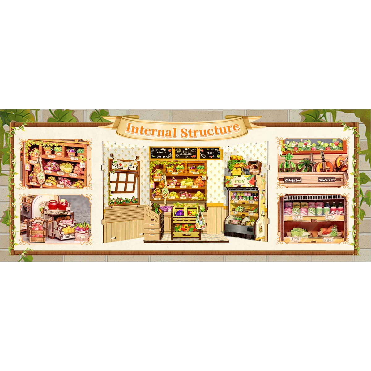 Cutebee, 3D DIY huisje, The Green Grocery, CWGC213, 16,2x15,8x20,6cm