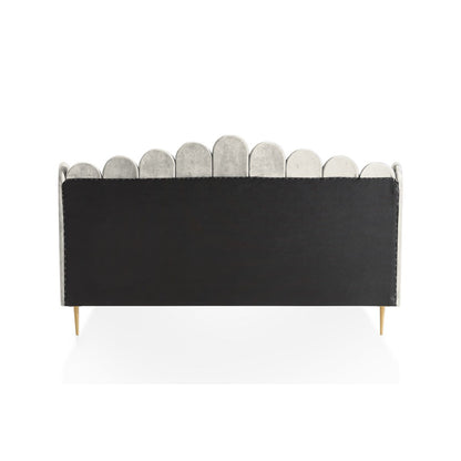 Bed 140x200 cm fluweel beige goud