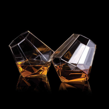 Whiskey glazen diamantvormig set van 2 borosilicaatglas