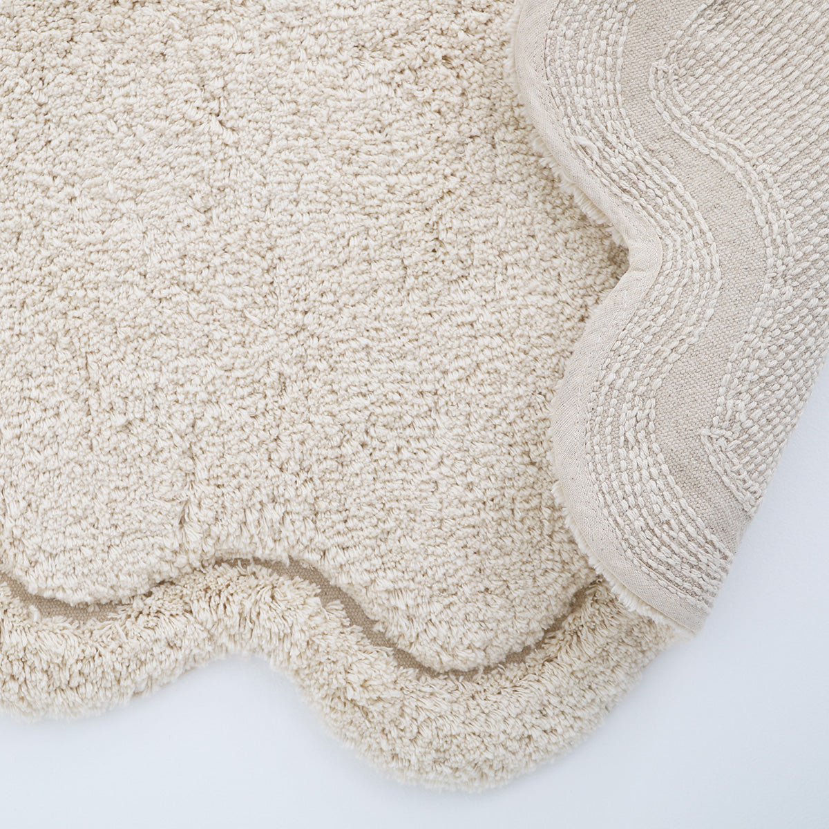 Vloerkleed kinderkamer rond 110 cm katoen ecru wasbaar