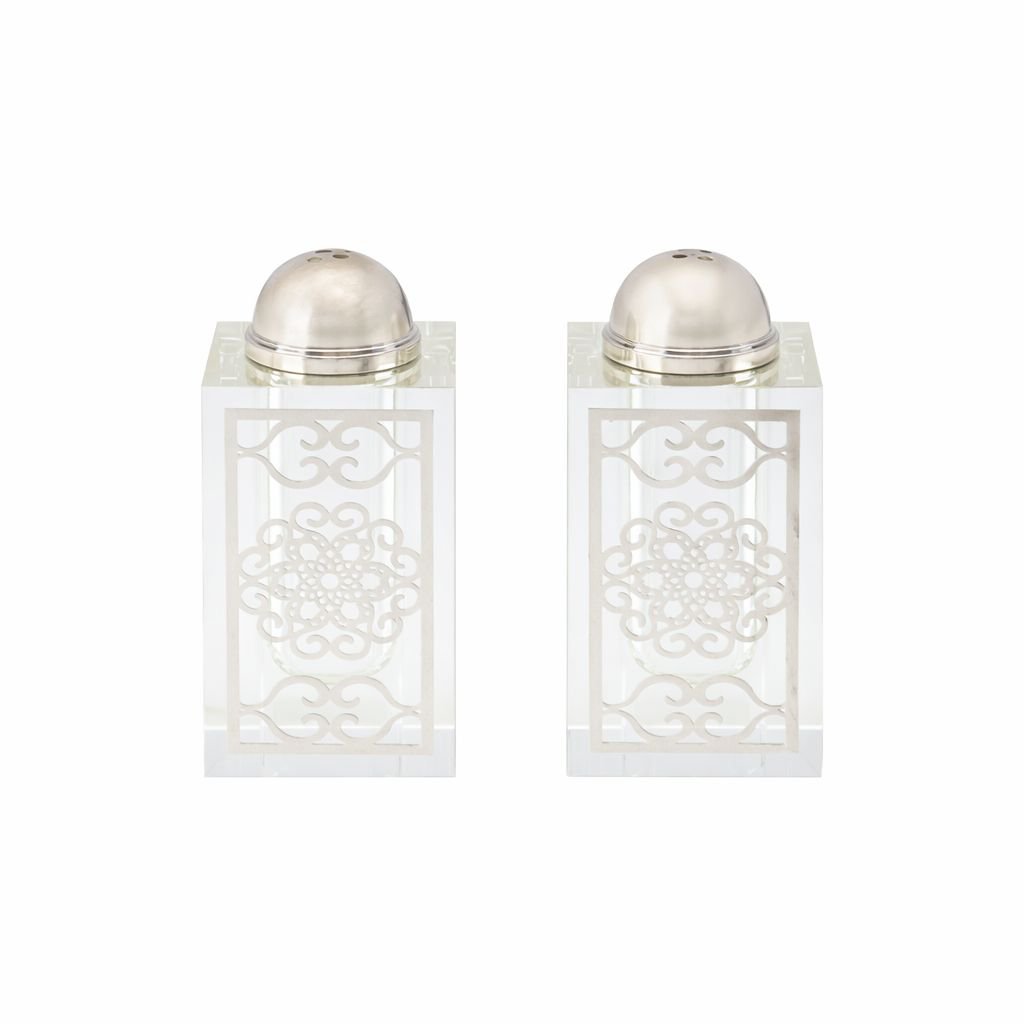 Zout en pepervaatjes kristal zilver 4x4x8 cm