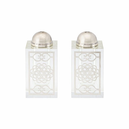 Zout en pepervaatjes kristal zilver 4x4x8 cm