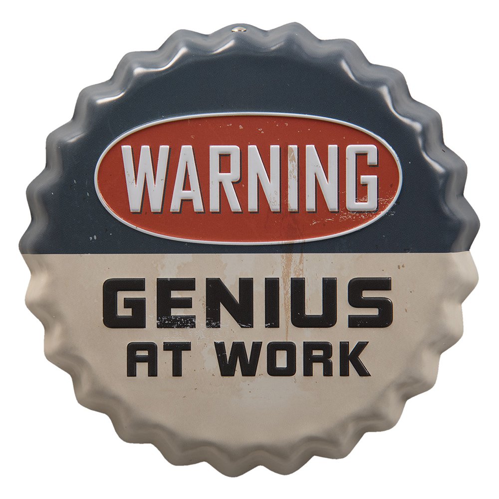 Text board Ø 13 cm Beige Grey Iron Wall Sign