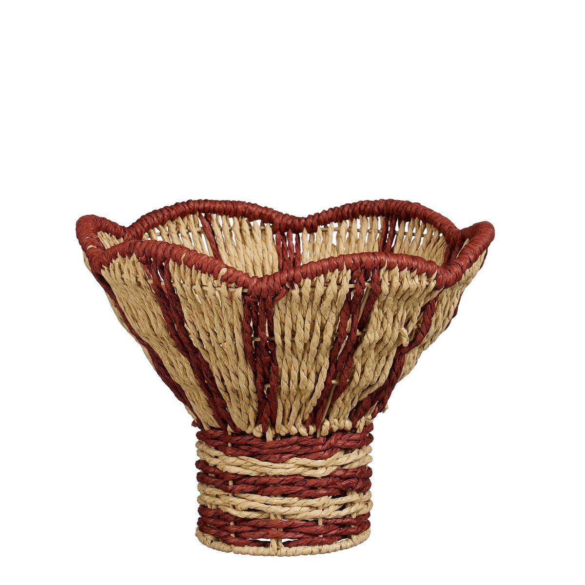 Opbergmand papier ijzer rood lichtbruin Ø28x20 cm