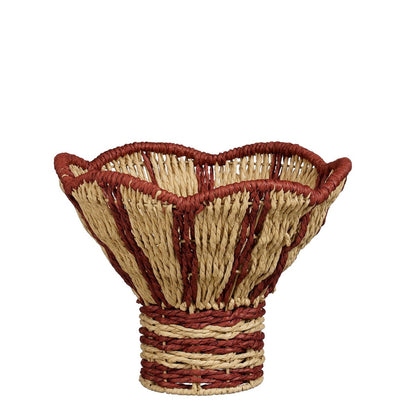 Opbergmand papier ijzer rood lichtbruin Ø28x20 cm