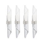 Servetringen zilver gehamerd metaal 4x4x1 cm set van 4