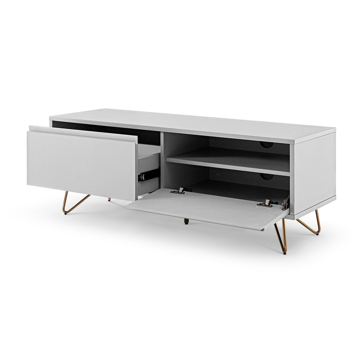Lowboard 120x40x45 cm wit goud met lade