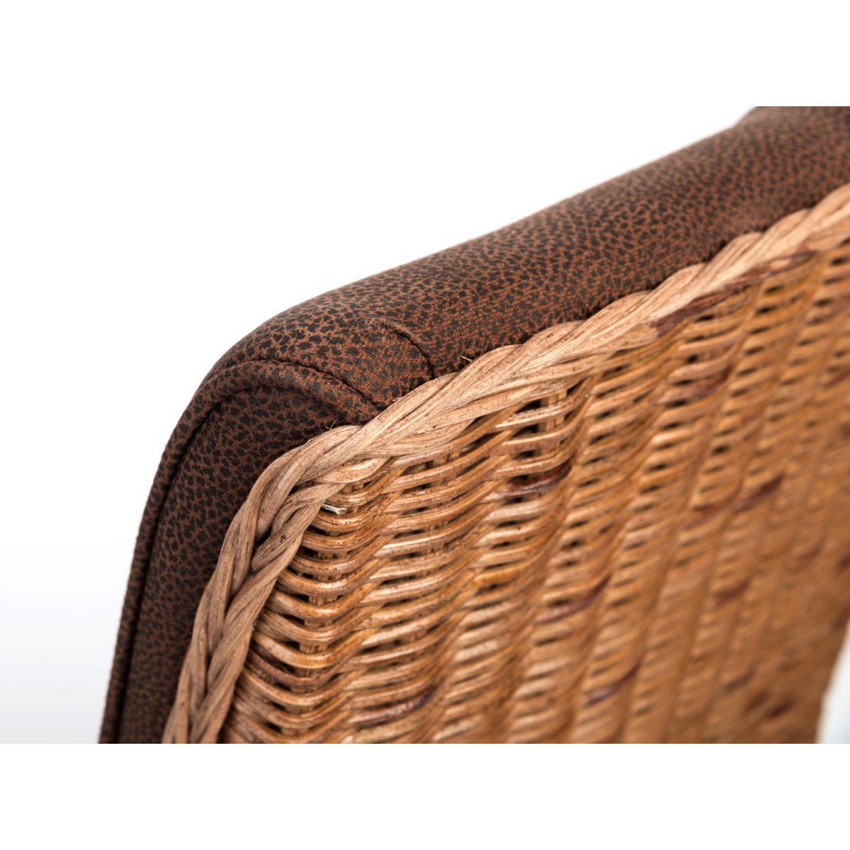 Rattan Eetkamerstoelen Set Van 6 Met Zittingen Wildleer Look
