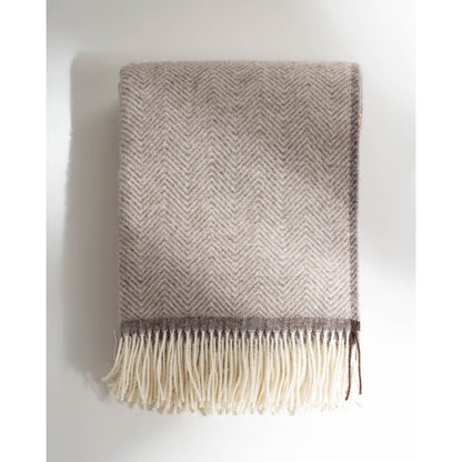 Wol deken 140x200 cm beige zigzag