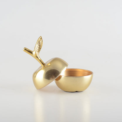 Opbergdoos appelvorm 7.5x7.5x11cm goud