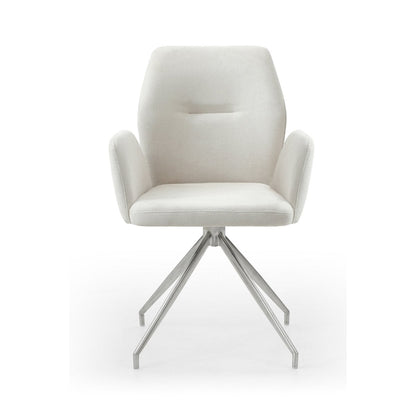 Armchair with 180° swivel function cream, seat with pocket spring core