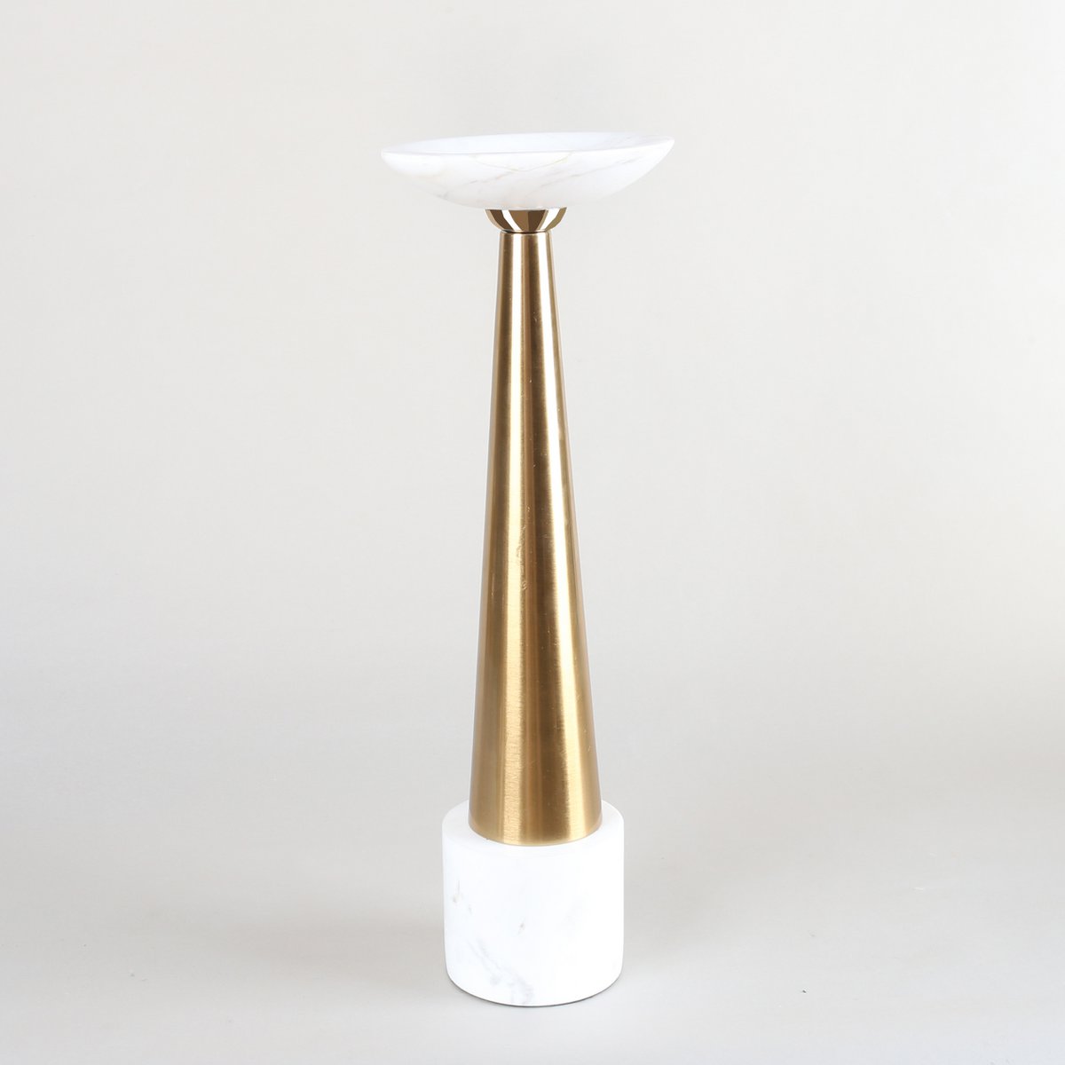 Kaarsenhouder marmer wit roze goud 12x12x26 cm