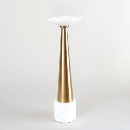 Kaarsenhouder marmer wit roze goud 12x12x26 cm