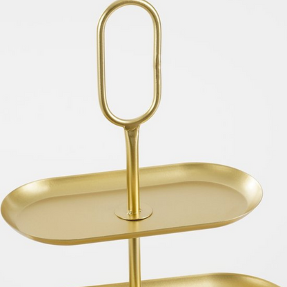 Etagère 2 lagen metaal 38x17x36 cm zwart