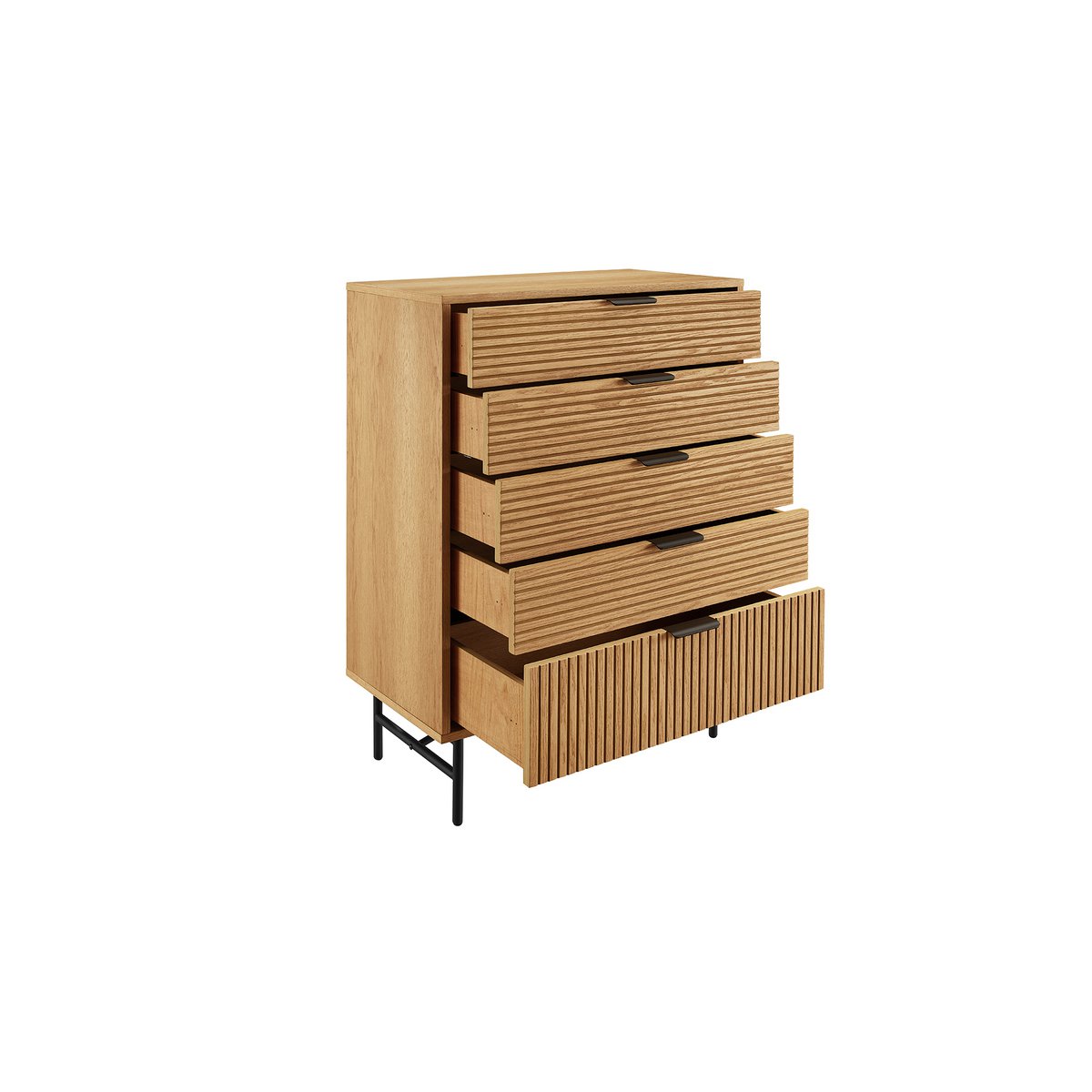 Ladekast 80x113x40 cm eikenfineer metaal zwart