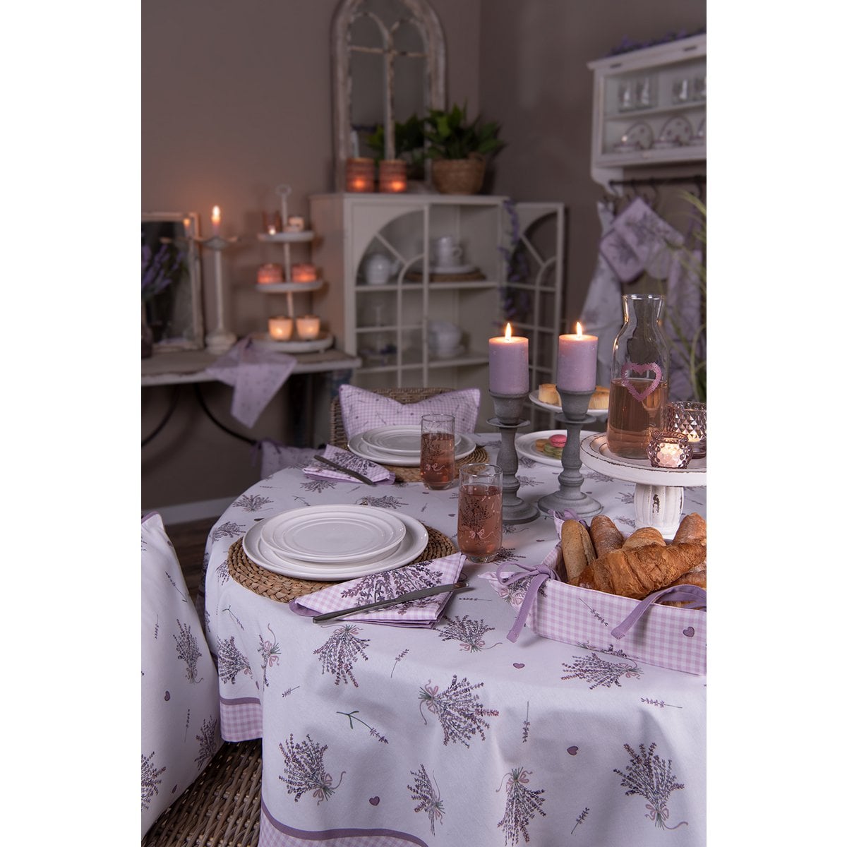 Placemats set van 6 48x33 cm katoen paars lavendel