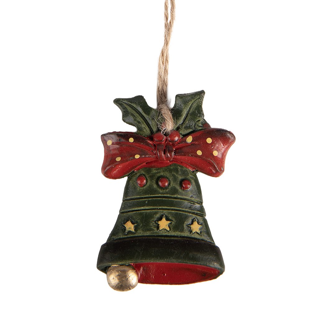 Kersthanger Bel 4x1x5 cm Groen Kunststof
