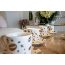 Koffiekopjes met schotels 80 ml wit goud set van 4