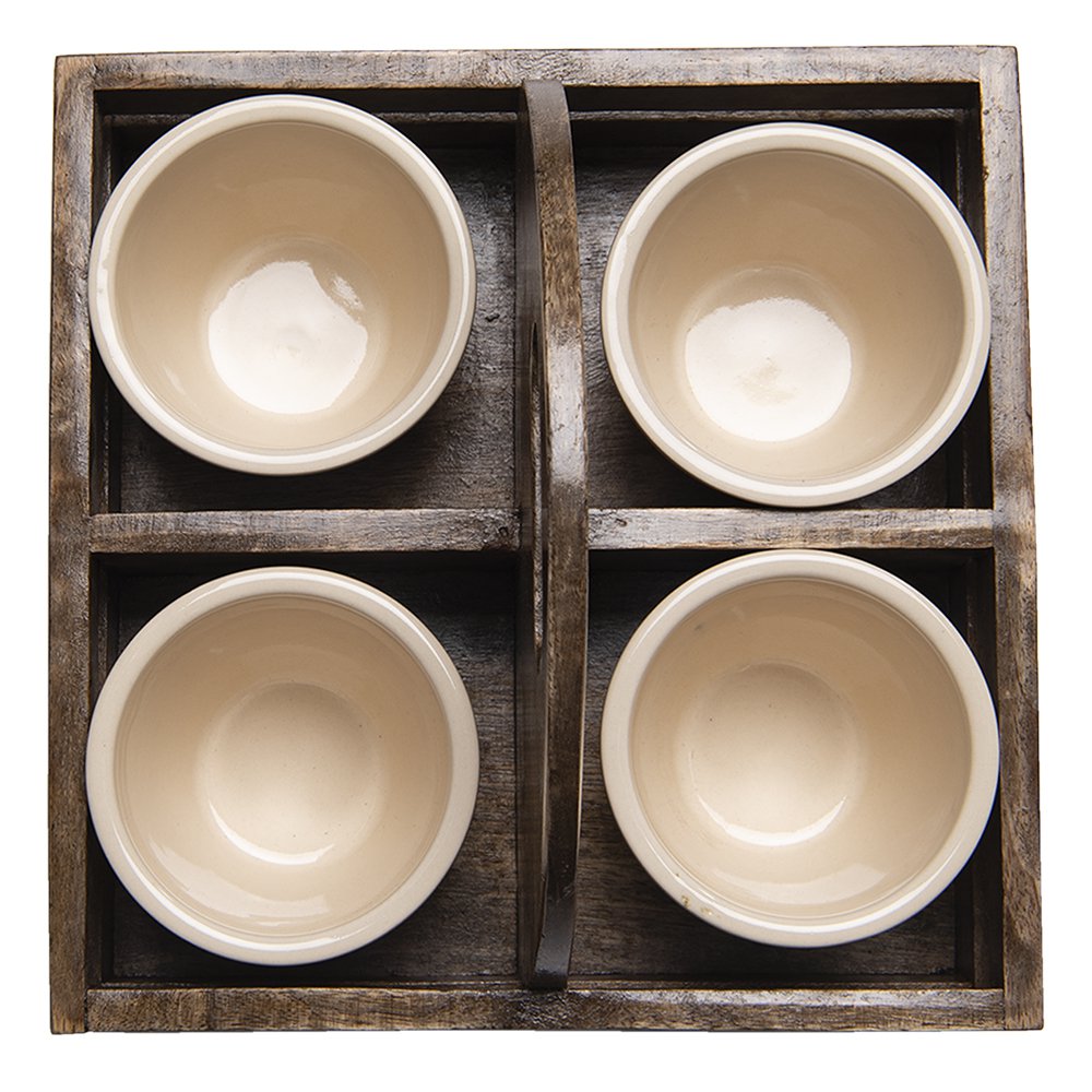 Bloempot set 4 stuks 24x24x17 cm bruin hout