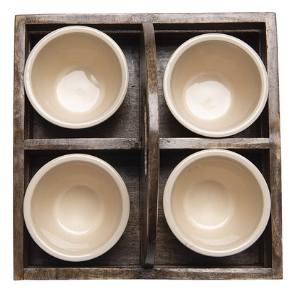 Bloempot set 4 stuks 24x24x17 cm bruin hout