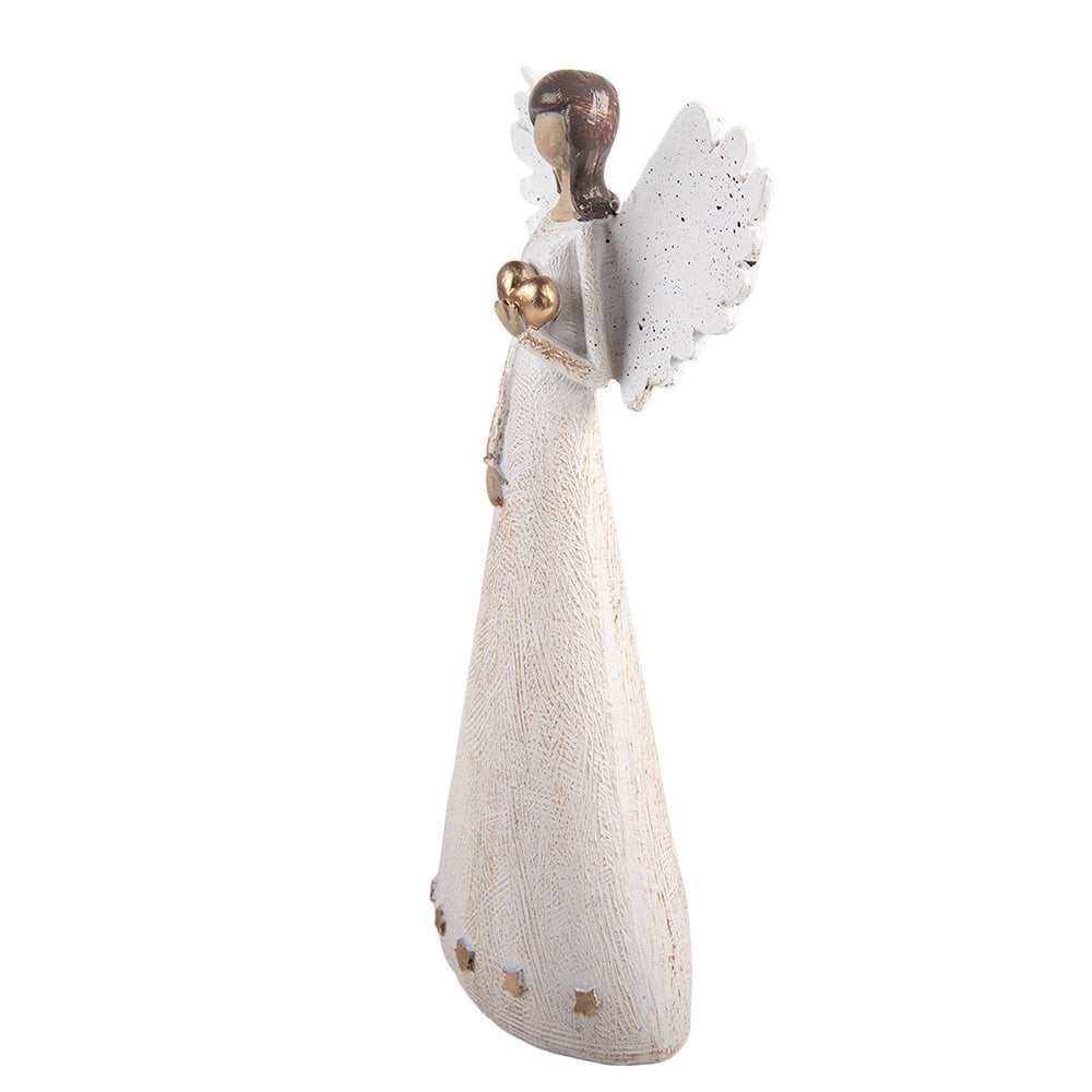Kerstdecoratie Beeld Engel 12x6x24 cm Beige Kunststof