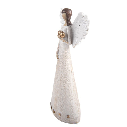 Kerstdecoratie Beeld Engel 12x6x24 cm Beige Kunststof