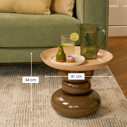 Bijzettafel Zita Ø41x34 cm ijzer bruin crème
