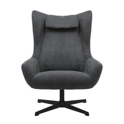 Fauteuil met kruk koordoptiek grijs