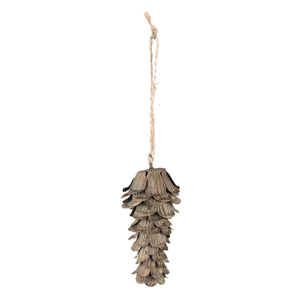 Hanger dennenappel 12 cm groen ijzer