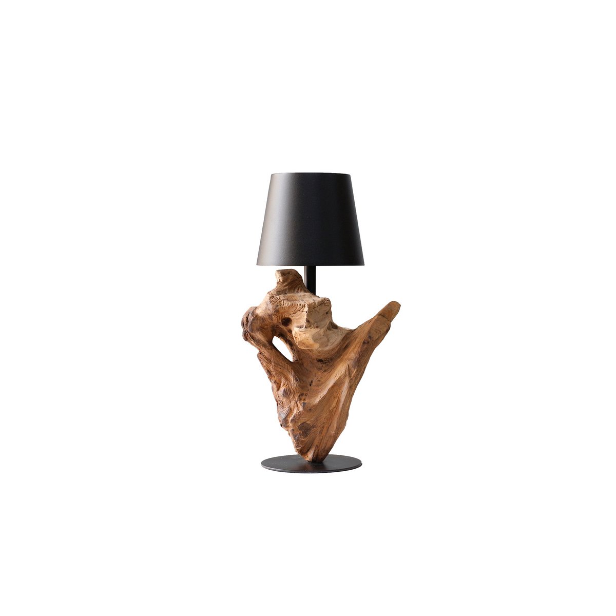 Tafellamp 29 cm hout metaal naturel zwart IP54