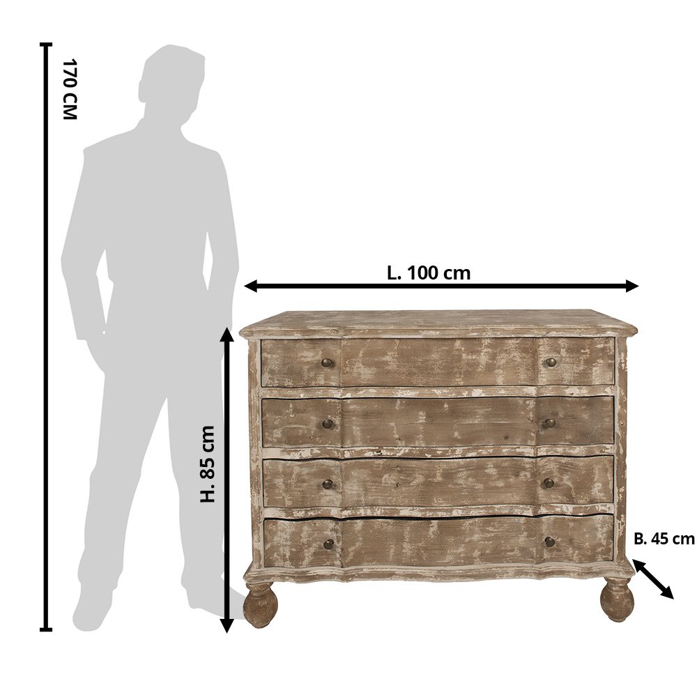 Dressoir 100x45x85 cm bruin hout ladekast