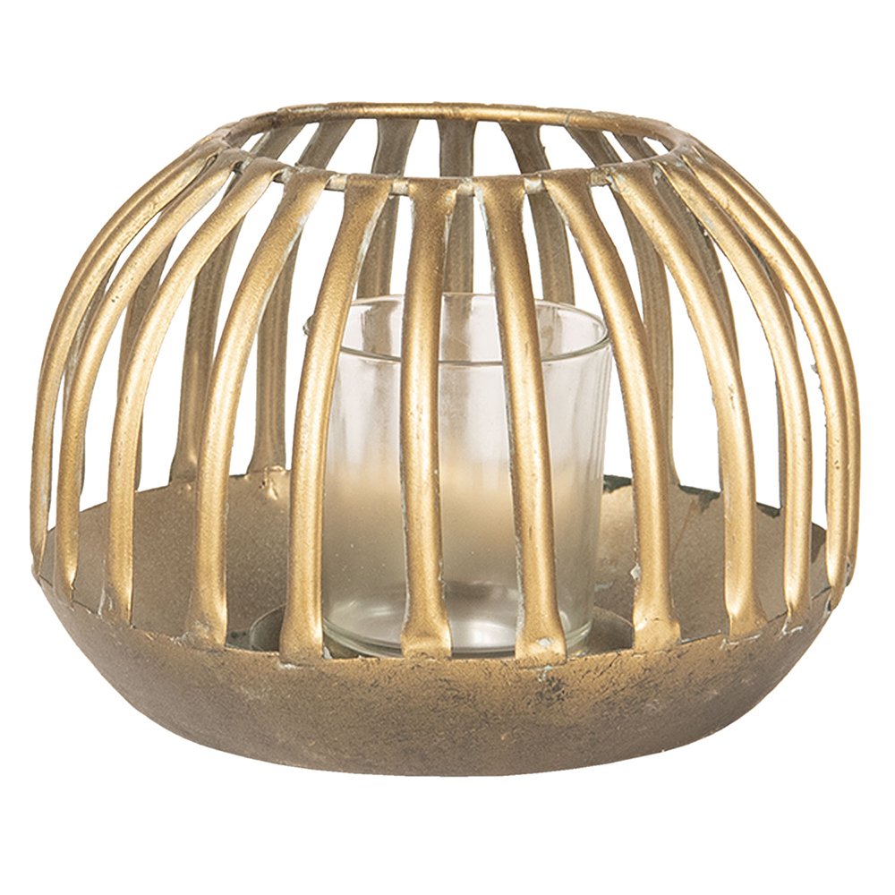 Windlicht Ø 15x10 cm goudkleurig metaal