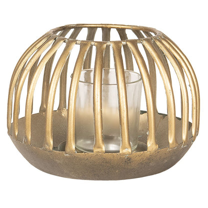 Windlicht Ø 15x10 cm goudkleurig metaal