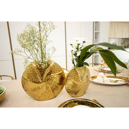 Golden spiral vase in ceramic 23x6x21.5 cm