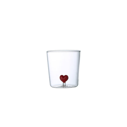 Heart water glasses 300 ml - set of 4