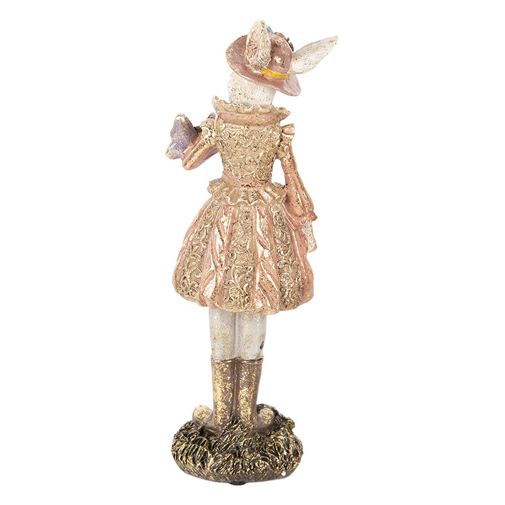 Decorative Figurine Rabbit 26 cm Beige Gold-colored Plastic