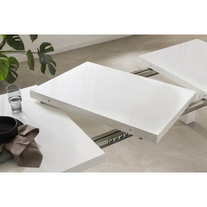 Eettafel 120-240x80 cm wit hoogglans MDF