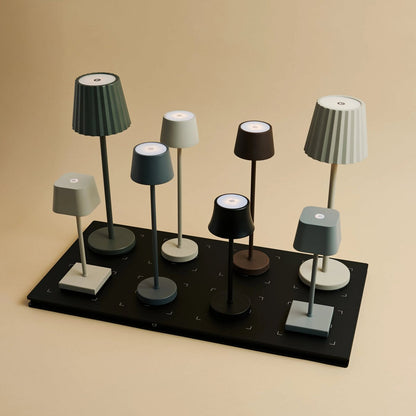 Tafellampen set 8x Sarphati Mini Shadow Grey met laadstation