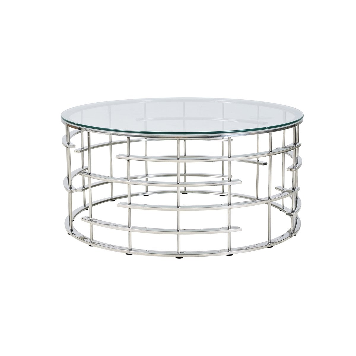 Salontafel Ø 90 cm glas staal zilver