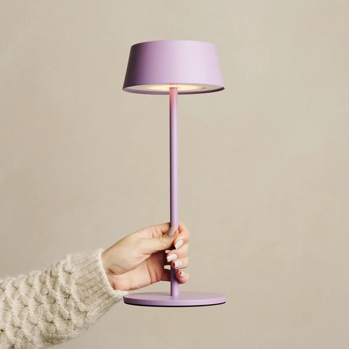 Hugo Violet Lilac Rechargeable Table Lamp - Stylish, dimmable lamp & wireless