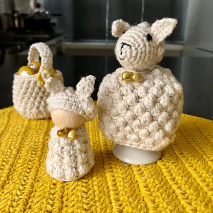 Eierwarmer 2 stuks gebroken wit biologisch katoen