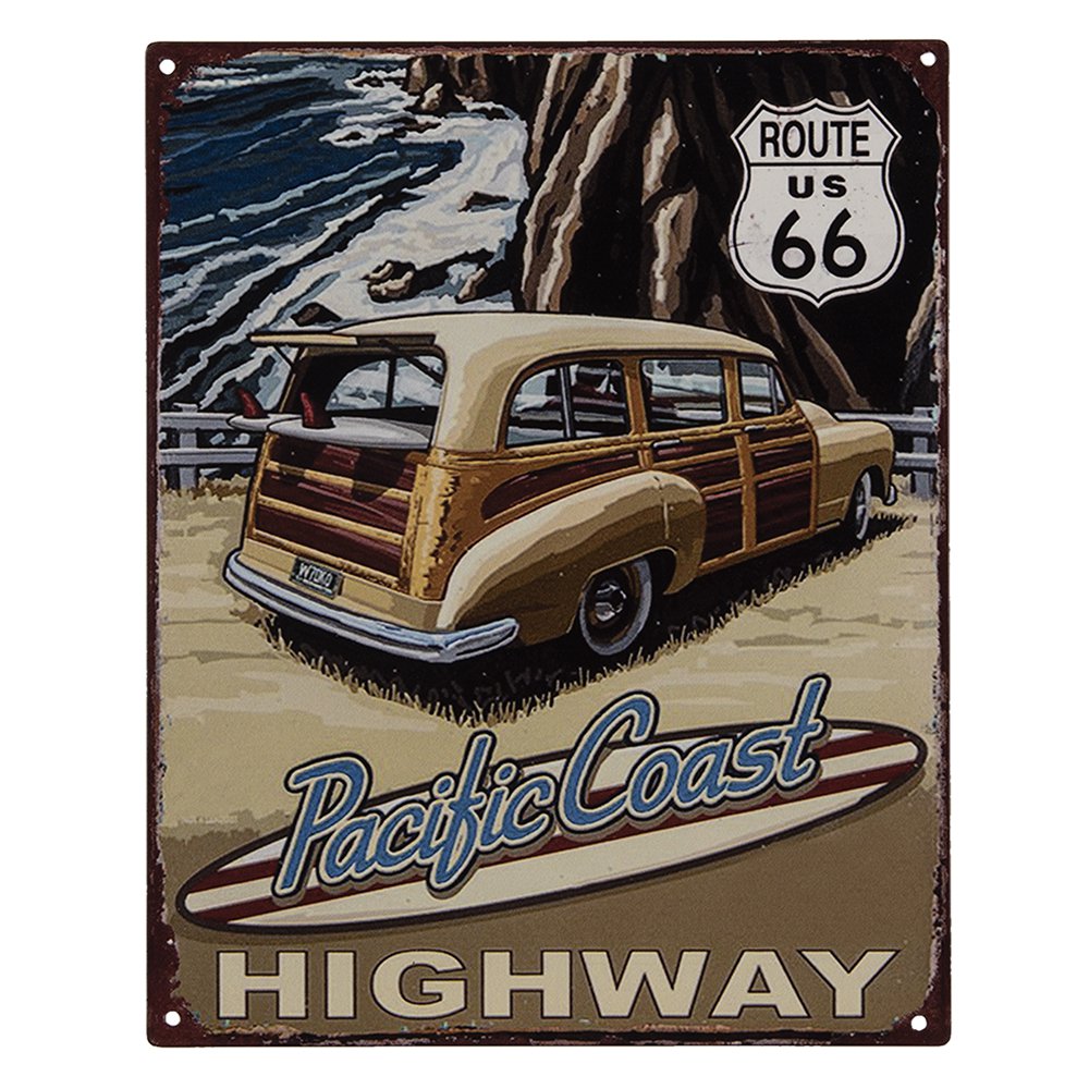 Decorative plate 20x25 cm Beige Iron Car Wall Sign