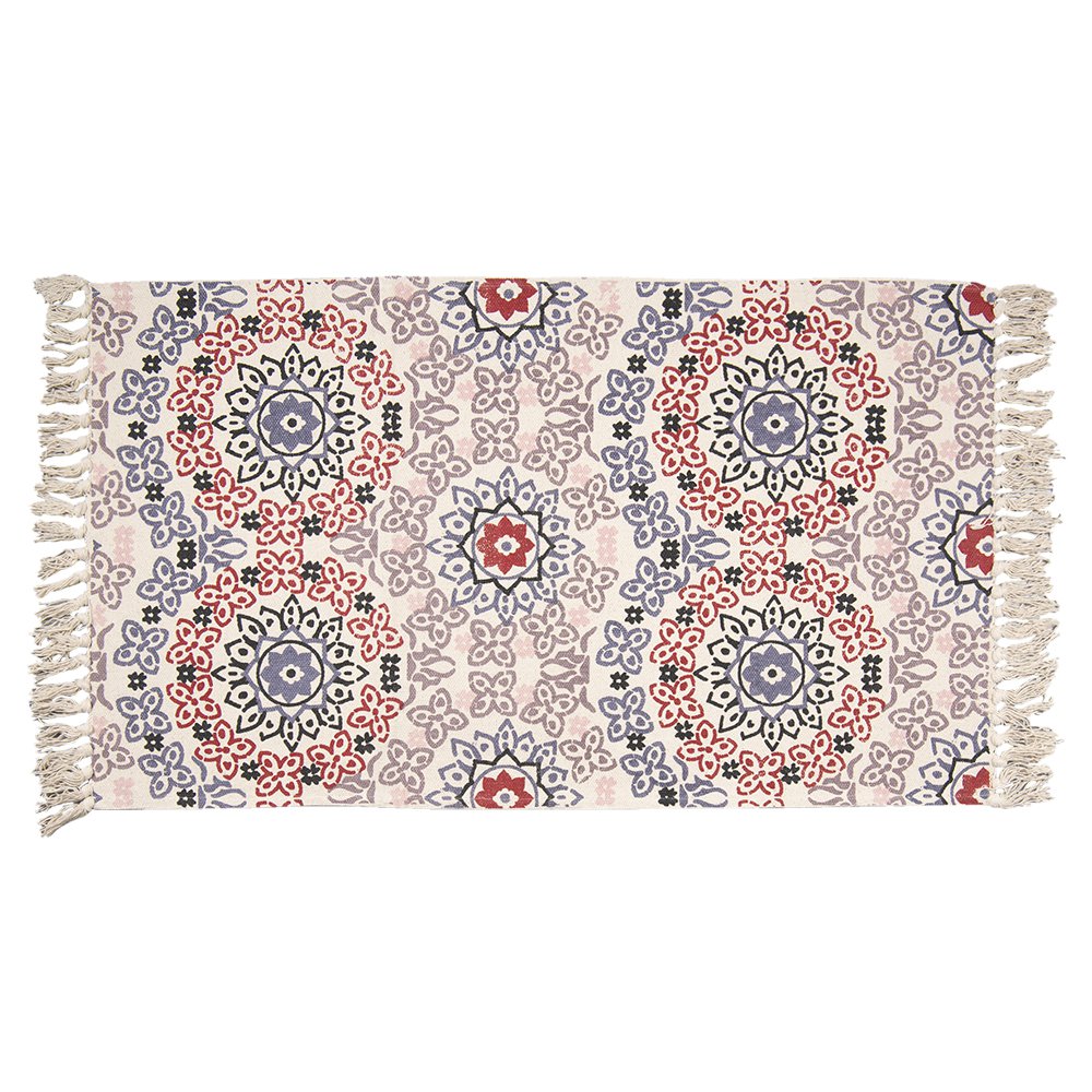 Vloerkleed 140x200 cm katoen rood blauw beige