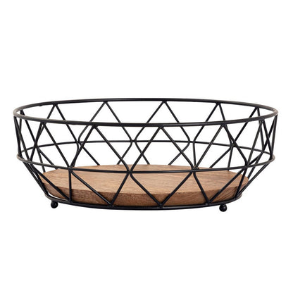 Fruitkom metalen broodmand rond neo Ø 28 cm H 10 cm fruitmand metaal zwart