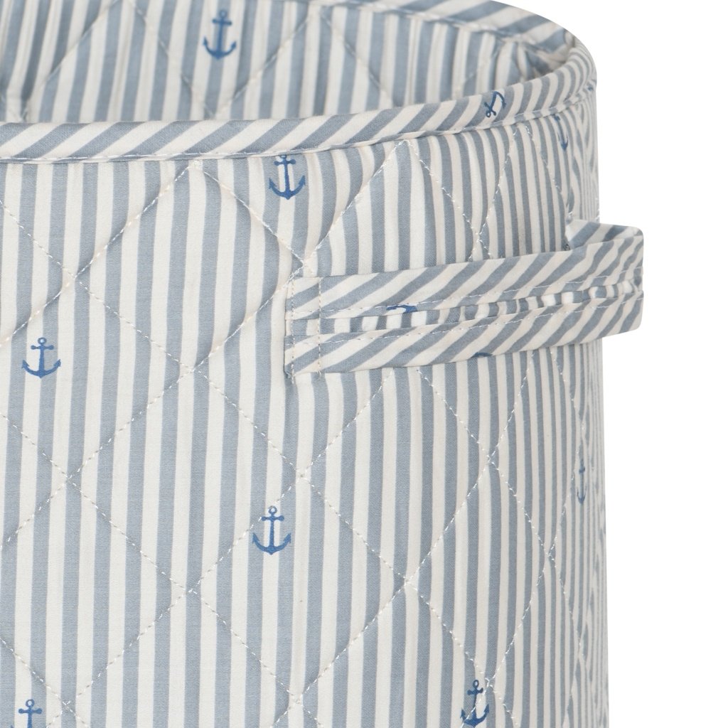 Tired quilted storage basket - large - stripe - anchor