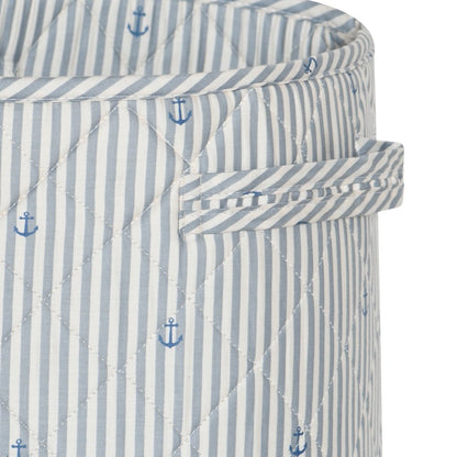 Tired quilted storage basket - large - stripe - anchor