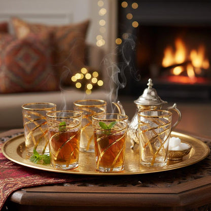 Golden Spiral Tea Cups - Lot of 6