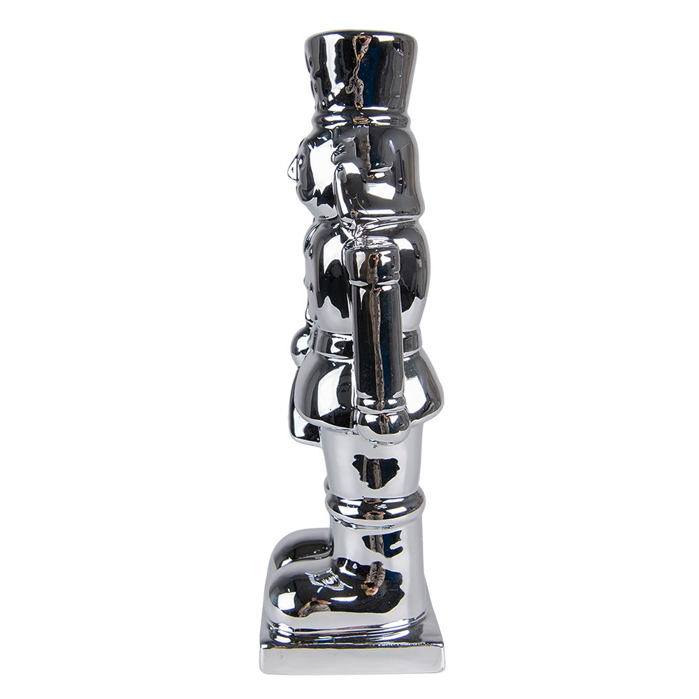 Notenkraker beeld 23 cm zilverkleurig porselein