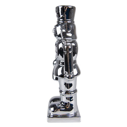 Notenkraker beeld 23 cm zilverkleurig porselein