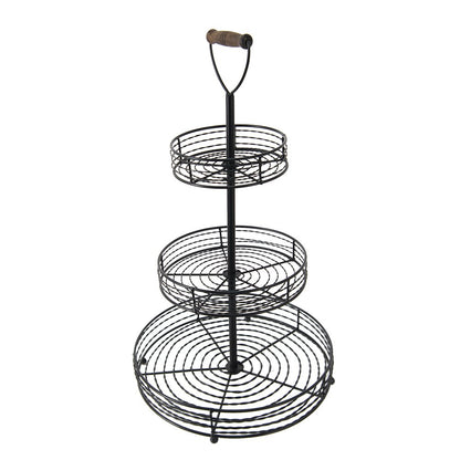 Etagère 3 laags Ø 34x59 cm Zwart IJzer fruitschaal etagère